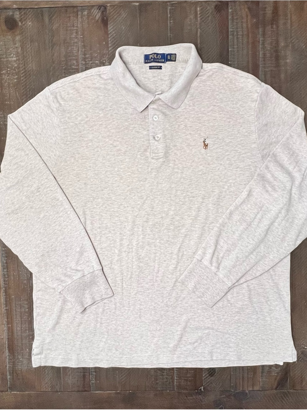 Ralph Lauren Long-Sleeve Polo Shirt in Light Gray Heather